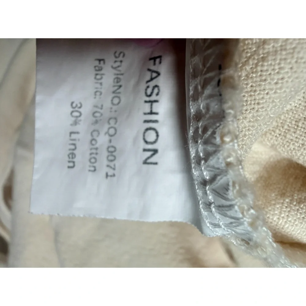 Womens Cotton Linen Pants Size Small Beige Trousers 12